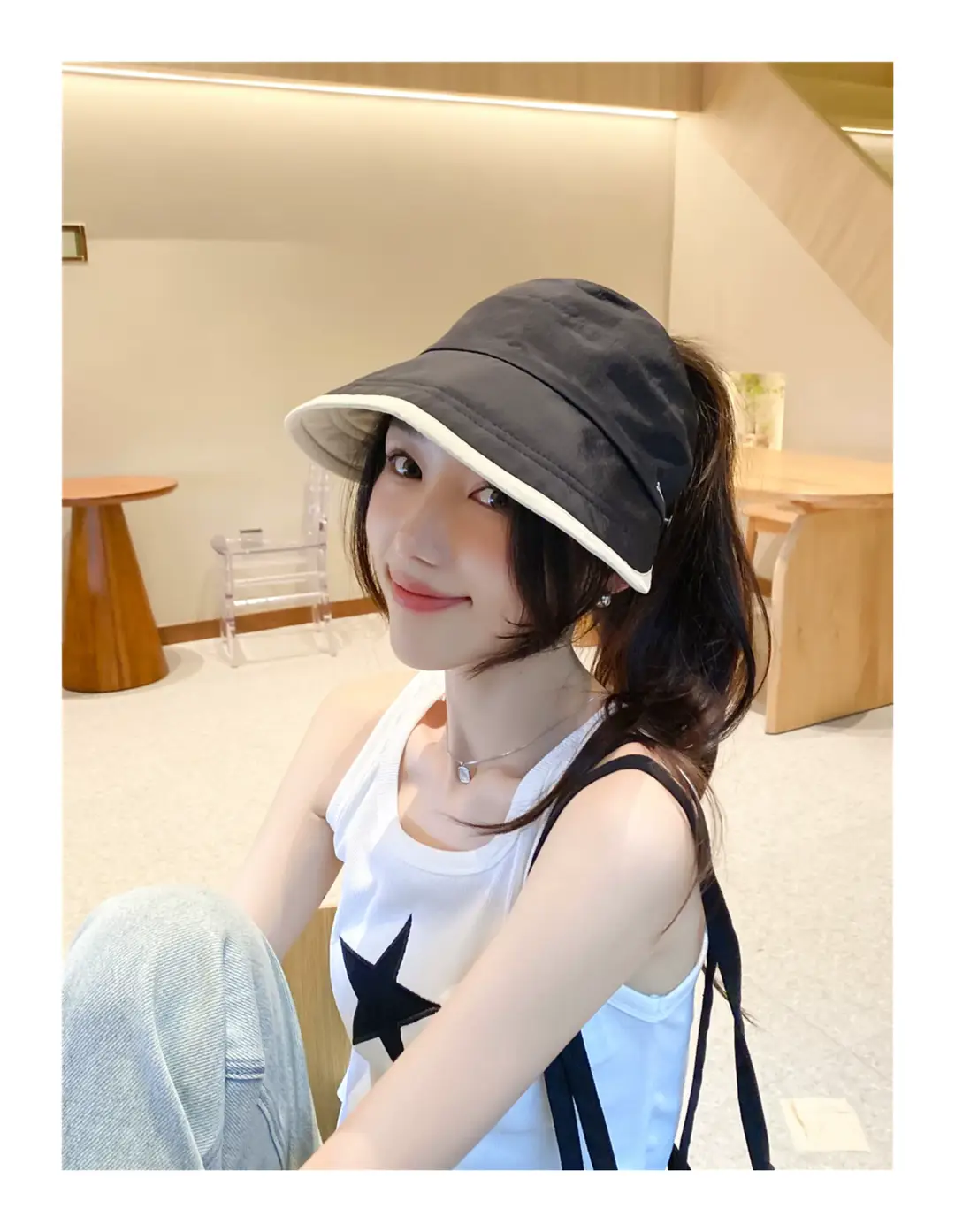 Japanese Style Double-sided Sun Hat Women Pink Black — feature 14
