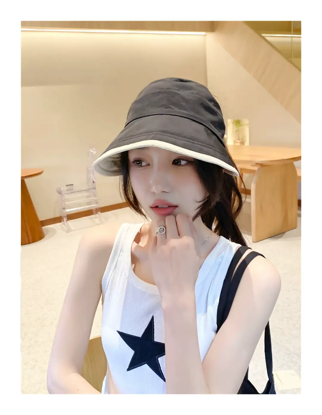 Japanese Style Double-sided Sun Hat Women Pink Black — feature 15