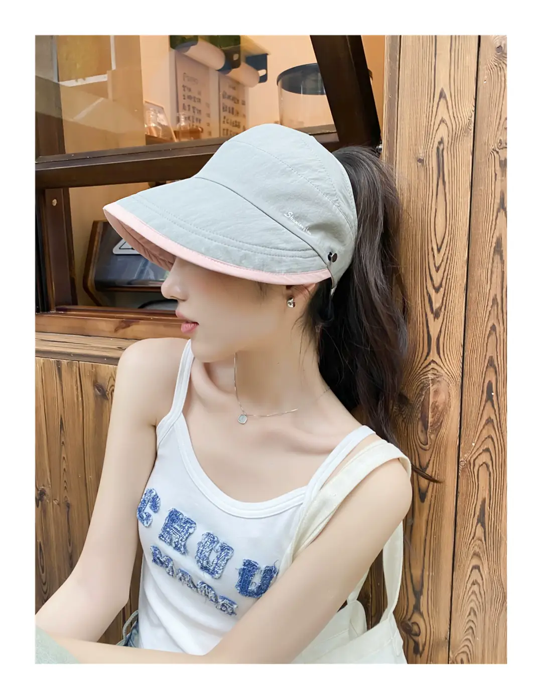 Japanese Style Double-sided Sun Hat Women Pink Black — feature 19