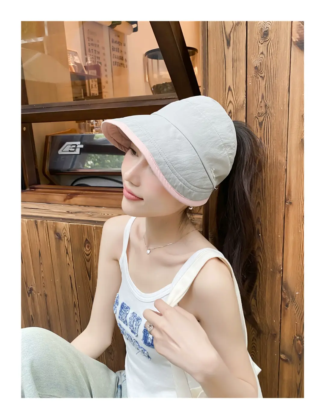 Japanese Style Double-sided Sun Hat Women Pink Black — feature 20