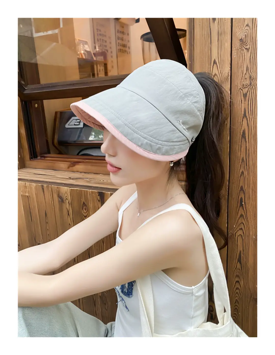 Japanese Style Double-sided Sun Hat Women Pink Black — feature 21