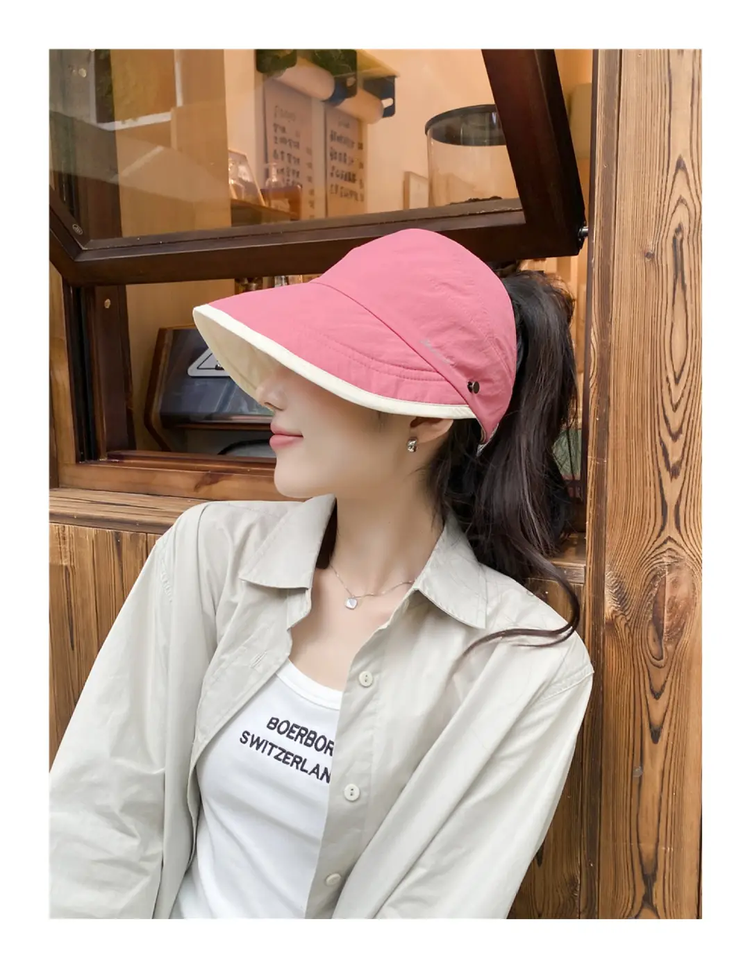Japanese Style Double-sided Sun Hat Women Pink Black — feature 5