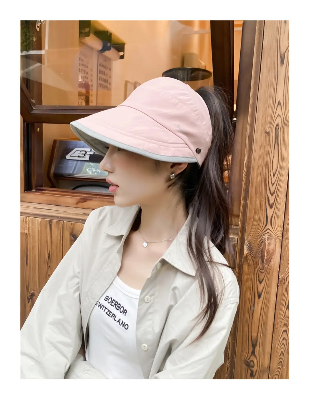 Japanese Style Double-sided Sun Hat Women Pink Black — feature 8