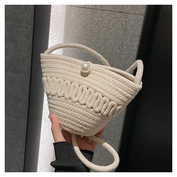 Women's Pearl Beaded Shoulder Bag Brown Mini — feature 21
