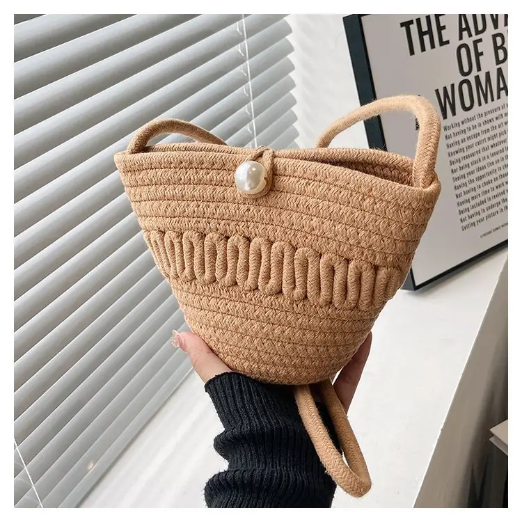 Women's Pearl Beaded Shoulder Bag Brown Mini — feature 23