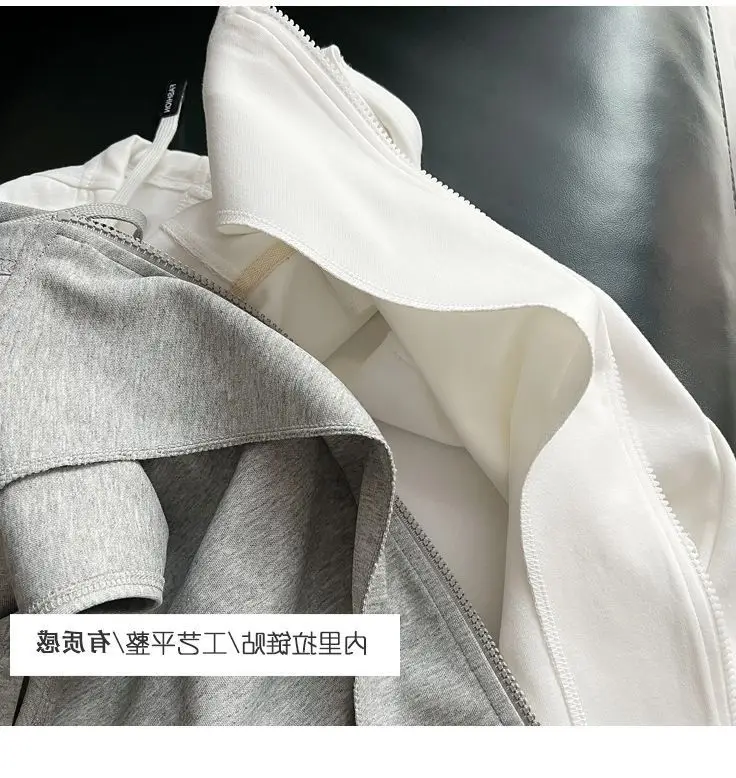 Women Grey White Layered Zipper Vest Sweatshirt — feature 12