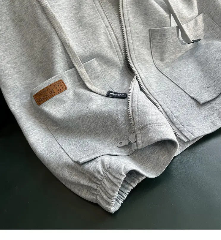 Women Grey White Layered Zipper Vest Sweatshirt — feature 8