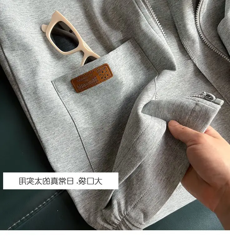 Women Grey White Layered Zipper Vest Sweatshirt — feature 9