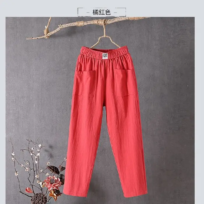 Women Cotton Linen Loose Slimming Pants White 2025 - Image 5