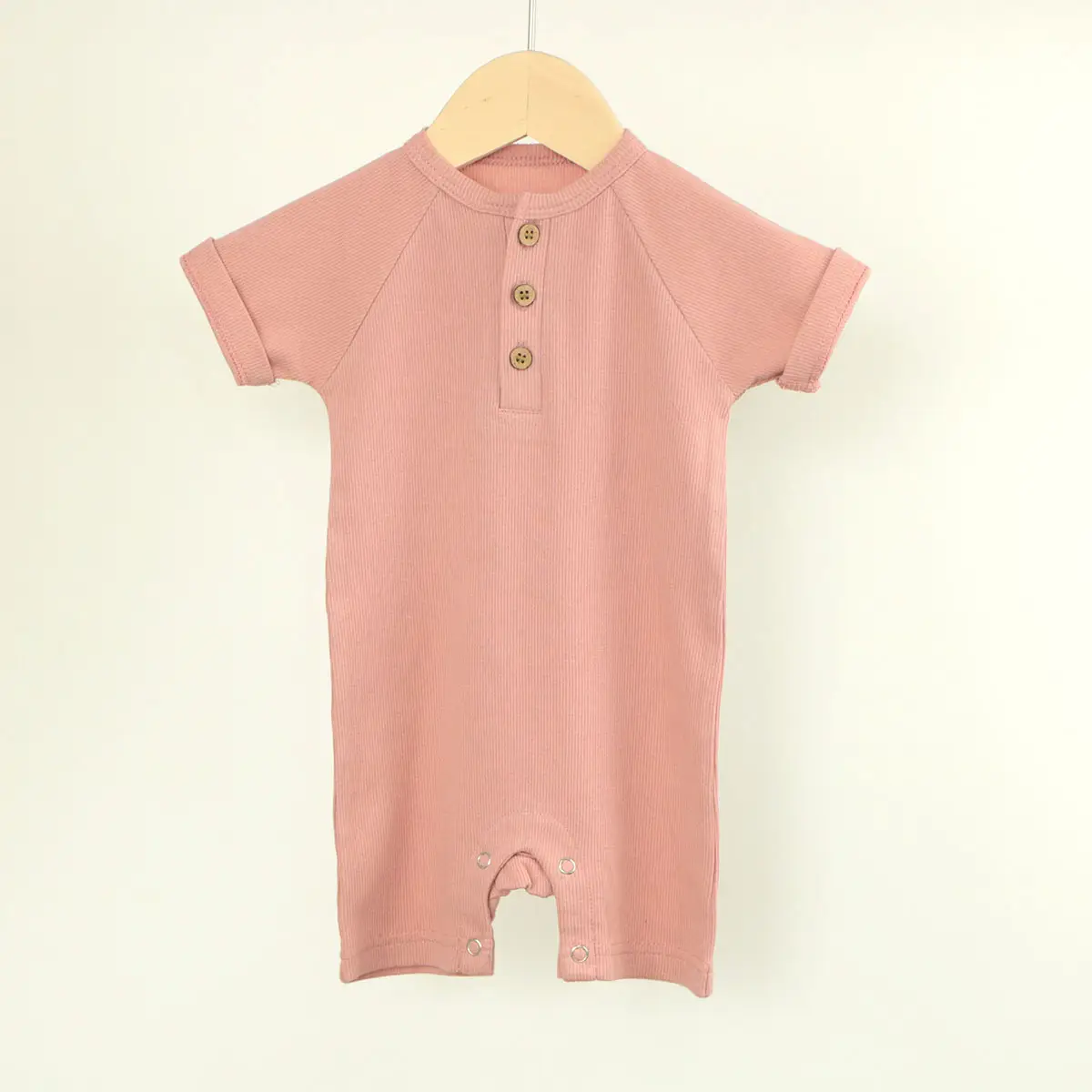 Baby's Pink Ribbed Raglan Sleeve Suit