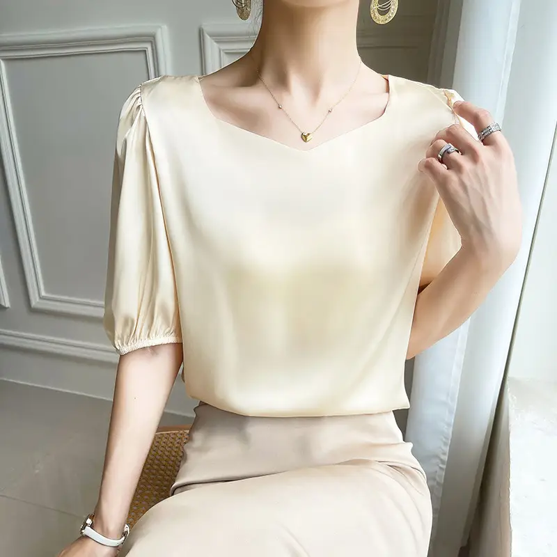 Women's White Chiffon T-Sleeve Top 2023 Summer - Image 6