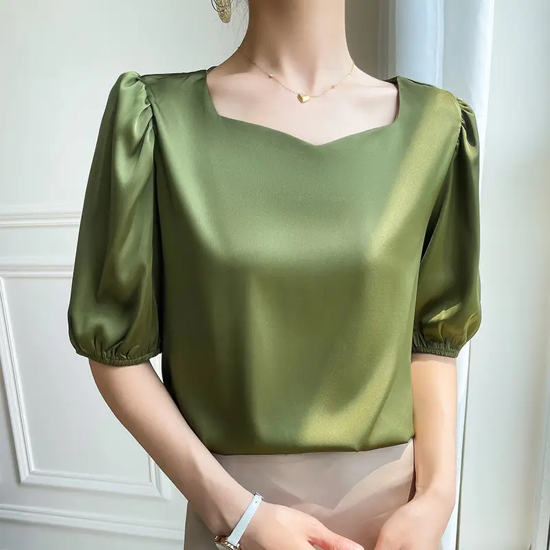 Women's White Chiffon T-Sleeve Top 2023 Summer - Image 7