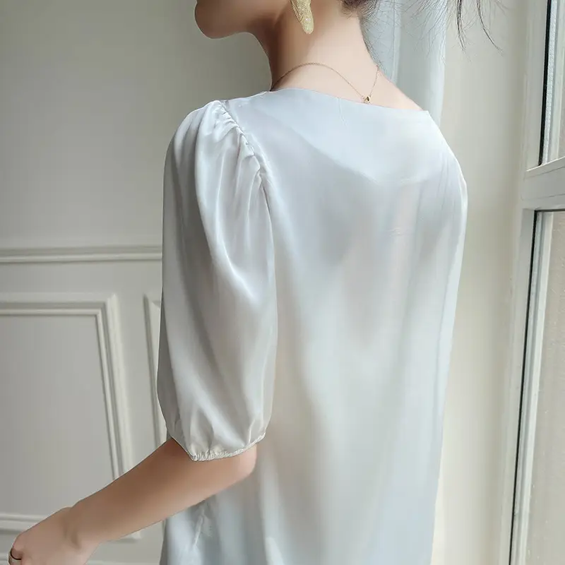 Women's White Chiffon T-Sleeve Top 2023 Summer - Image 8