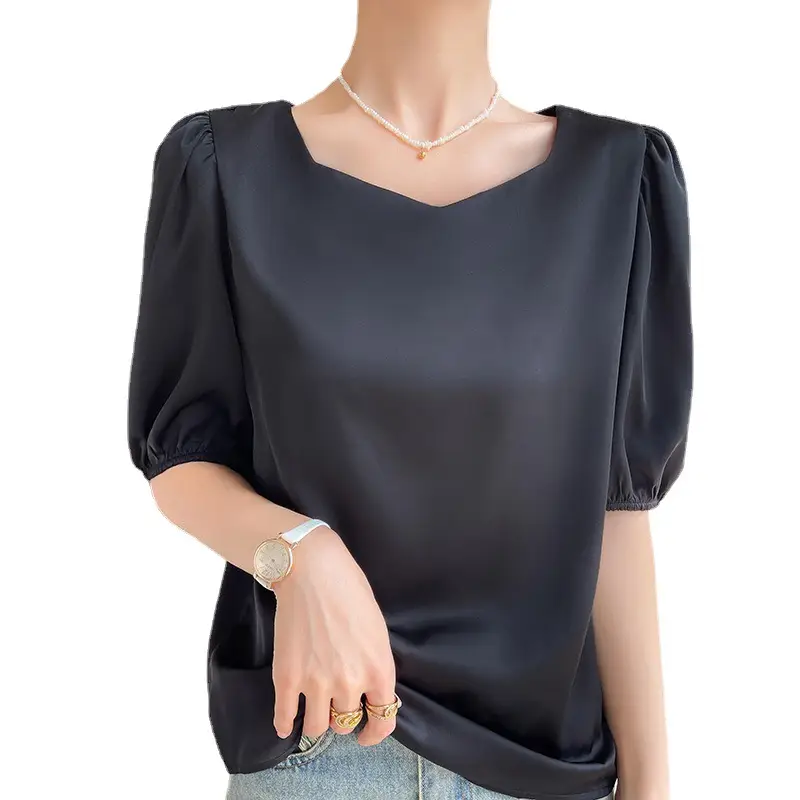 Women's White Chiffon T-Sleeve Top 2023 Summer - Image 9
