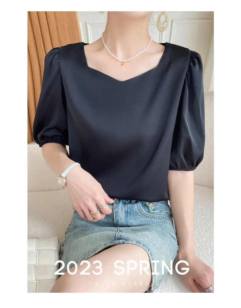 Women's White Chiffon T-Sleeve Top 2023 Summer — feature 26