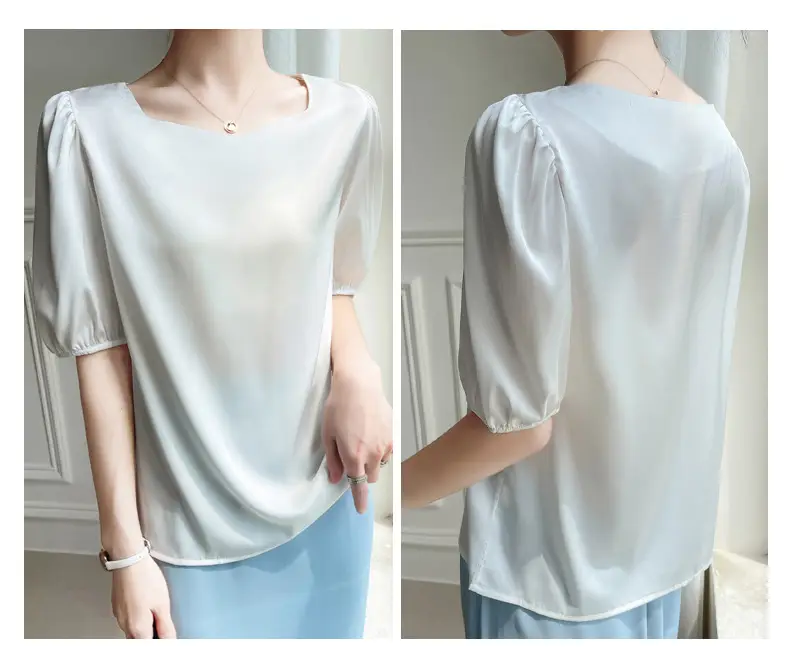 Women's White Chiffon T-Sleeve Top 2023 Summer — feature 33