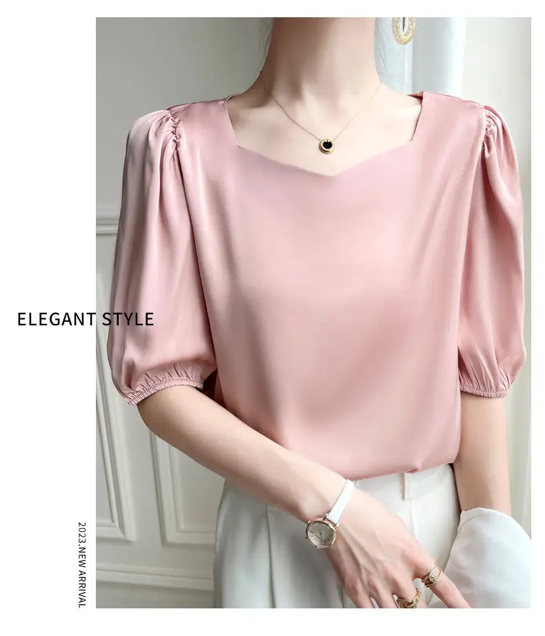 Women's White Chiffon T-Sleeve Top 2023 Summer — feature 35
