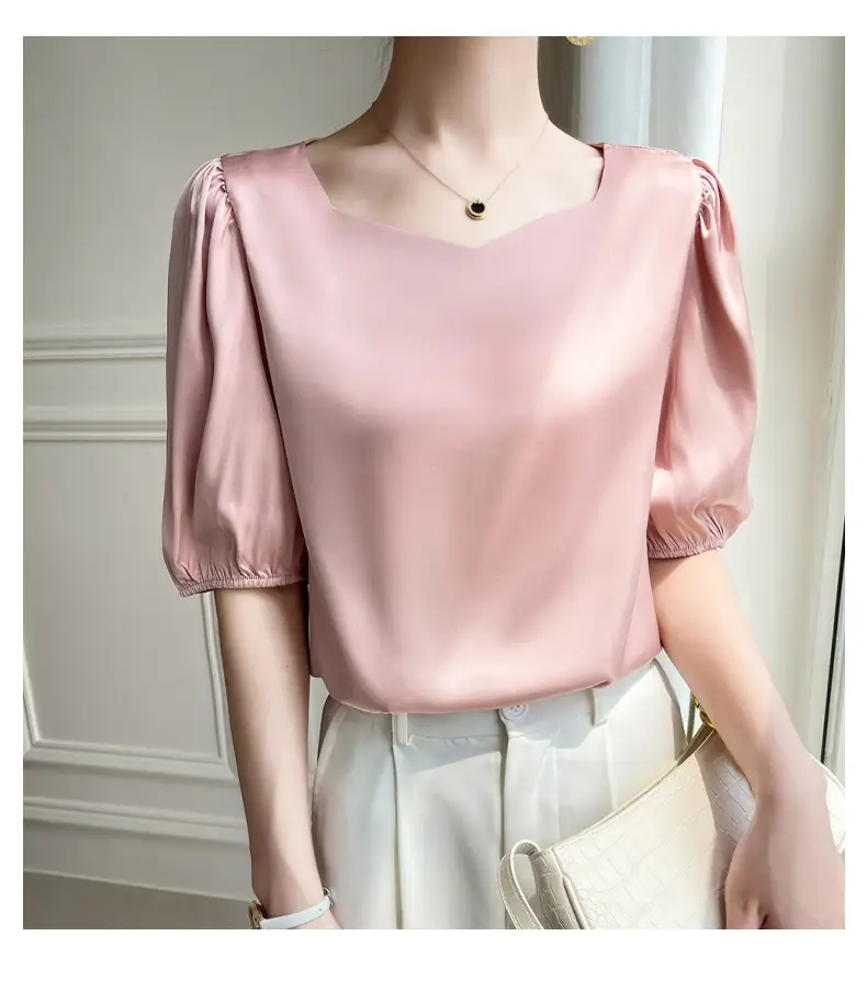 Women's White Chiffon T-Sleeve Top 2023 Summer — feature 36