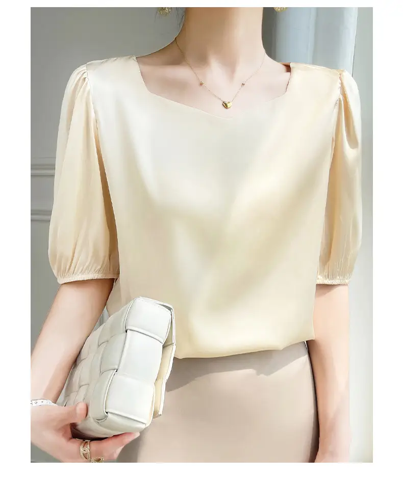 Women's White Chiffon T-Sleeve Top 2023 Summer — feature 38