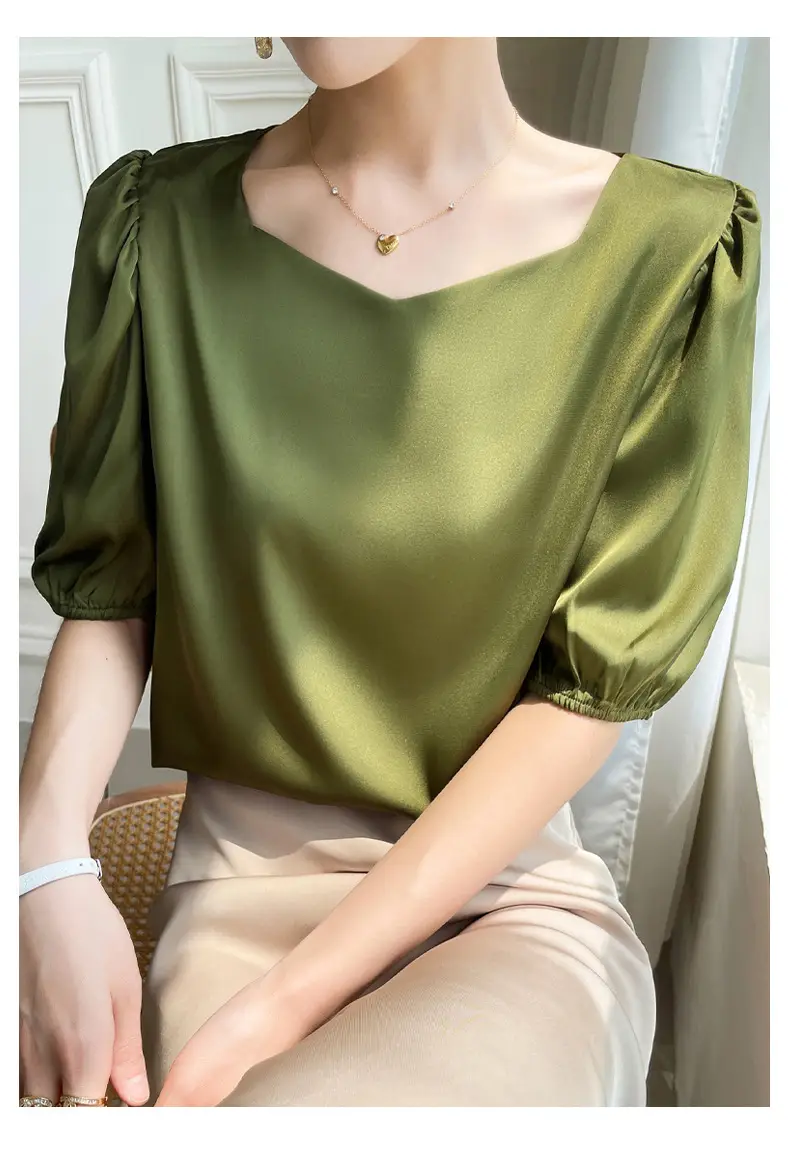 Women's White Chiffon T-Sleeve Top 2023 Summer — feature 39
