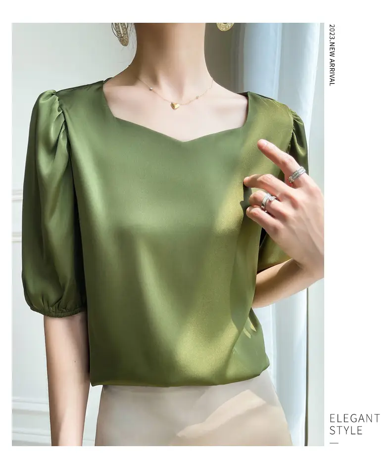 Women's White Chiffon T-Sleeve Top 2023 Summer — feature 40