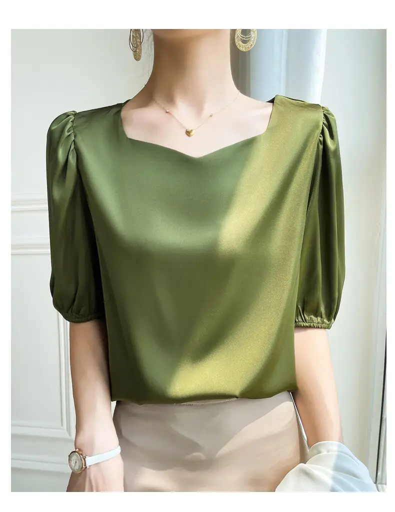 Women's White Chiffon T-Sleeve Top 2023 Summer — feature 41