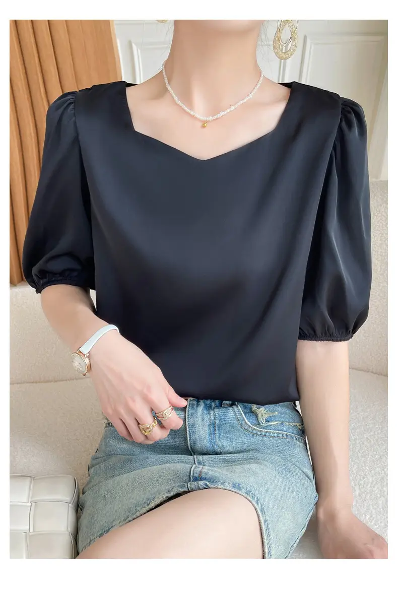Women's White Chiffon T-Sleeve Top 2023 Summer — feature 42
