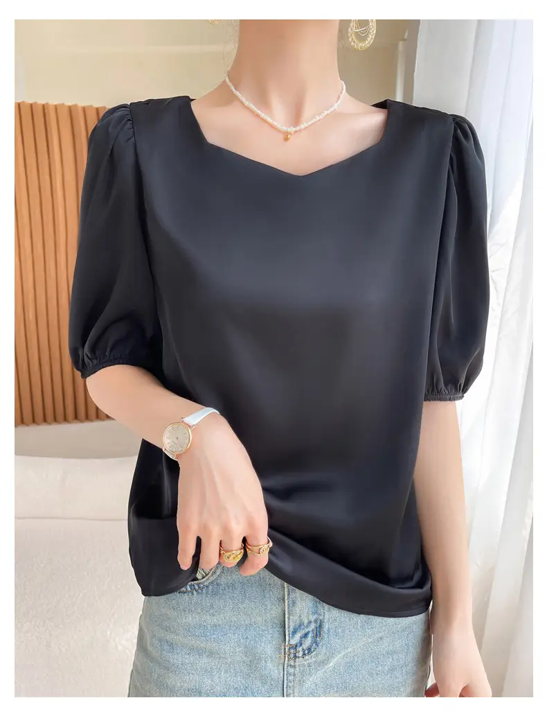 Women's White Chiffon T-Sleeve Top 2023 Summer — feature 44