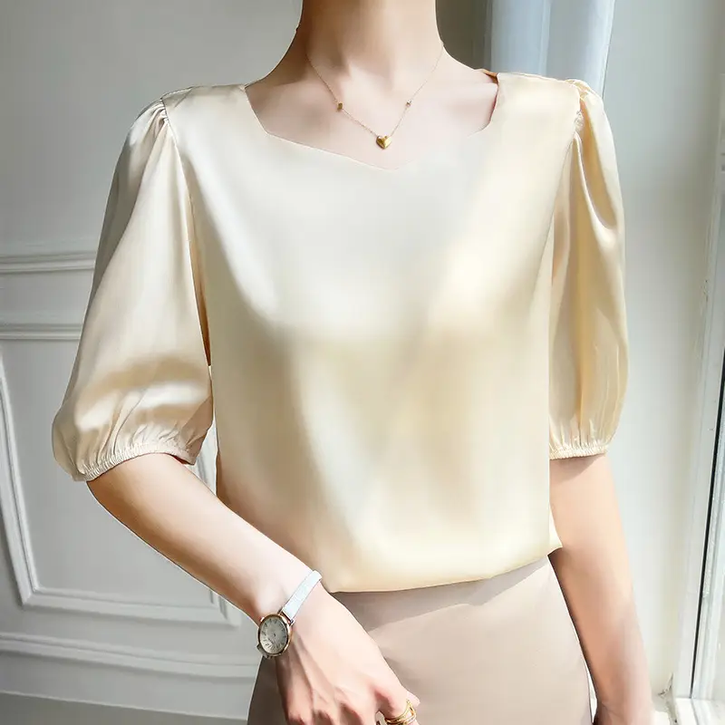 Women's White Chiffon T-Sleeve Top 2023 Summer - Image 2