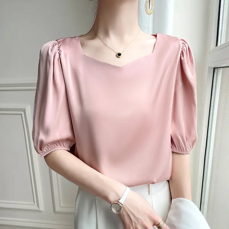 Women's White Chiffon T-Sleeve Top 2023 Summer - Image 3