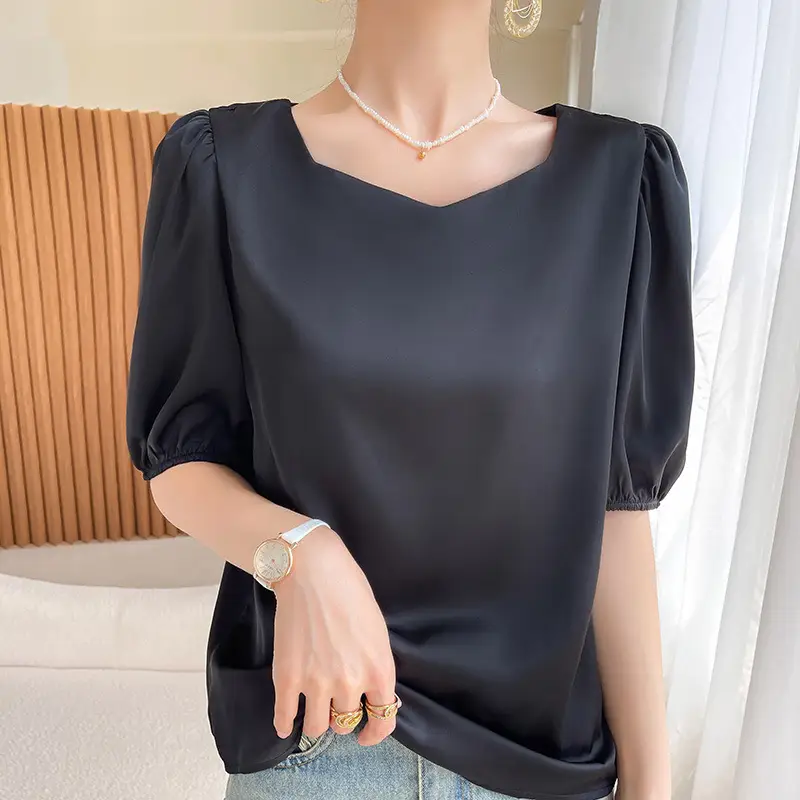Women's White Chiffon T-Sleeve Top 2023 Summer - Image 4
