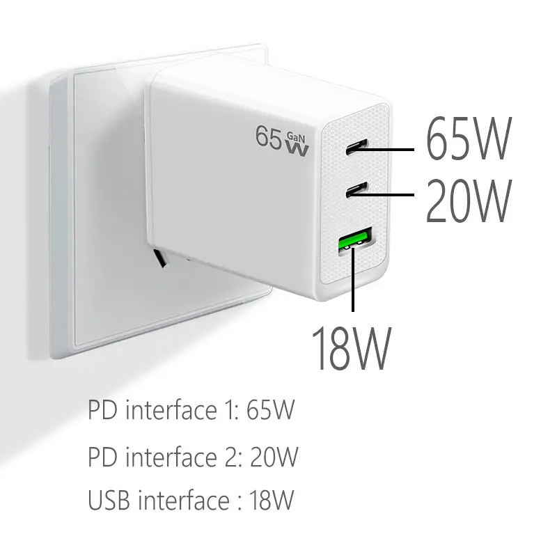65W Gallium Nitride Charger White Multi-Port - Image 8