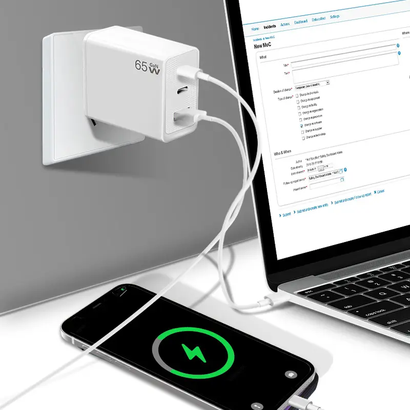 65W Gallium Nitride Charger White Multi-Port - Image 10