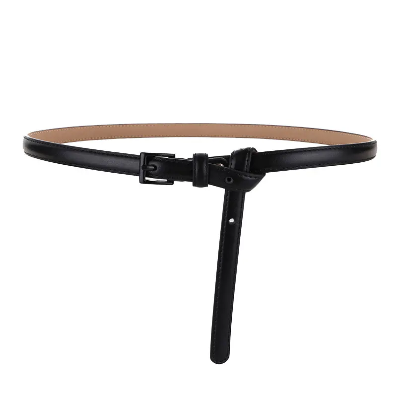 Women Genuine Leather Belt Coffee Color Thin Decorative Dress Belt - Image 9