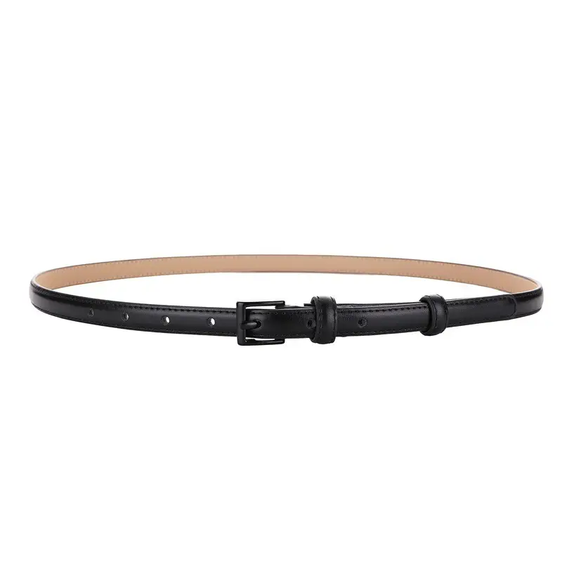 Women Genuine Leather Belt Coffee Color Thin Decorative Dress Belt - Image 10