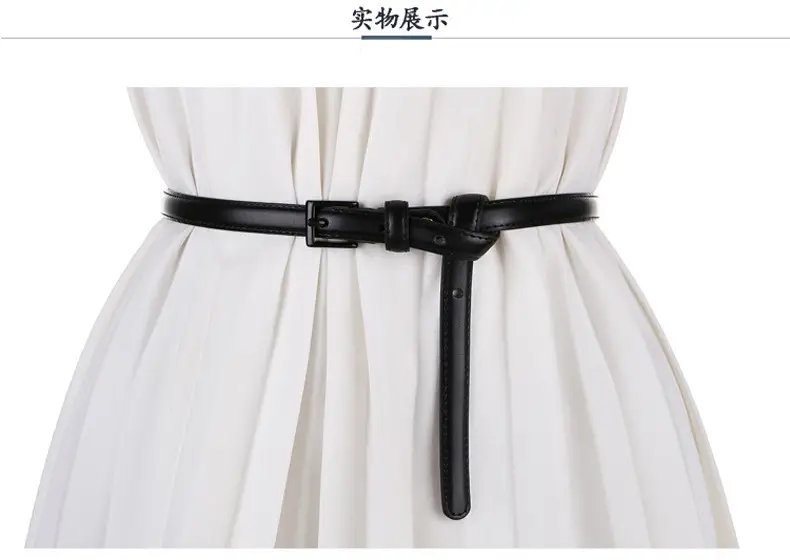 Women Genuine Leather Belt Coffee Color Thin Decorative Dress Belt β feature 5