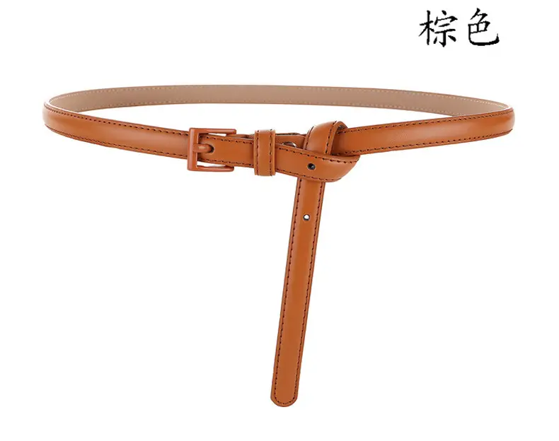 Women Genuine Leather Belt Coffee Color Thin Decorative Dress Belt β feature 8