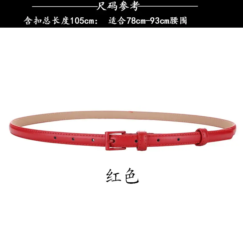 Women Genuine Leather Belt Coffee Color Thin Decorative Dress Belt - Image 2