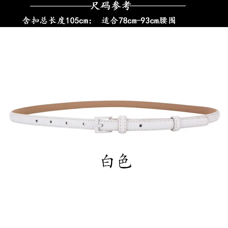Women Genuine Leather Belt Coffee Color Thin Decorative Dress Belt - Image 3