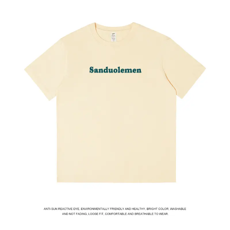 Men White Cotton Sandolemen Letter T-Shirt - Image 7