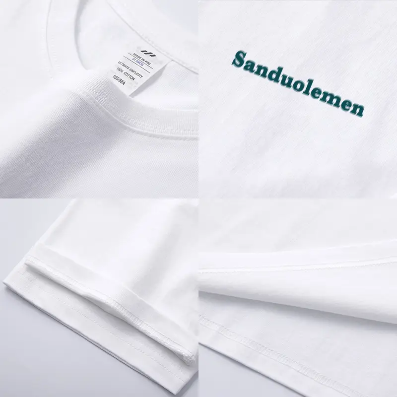 Men White Cotton Sandolemen Letter T-Shirt - Image 9