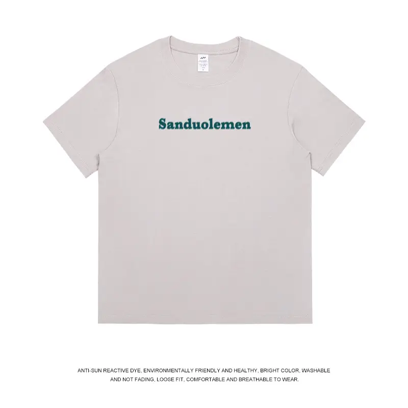Men White Cotton Sandolemen Letter T-Shirt - Image 2