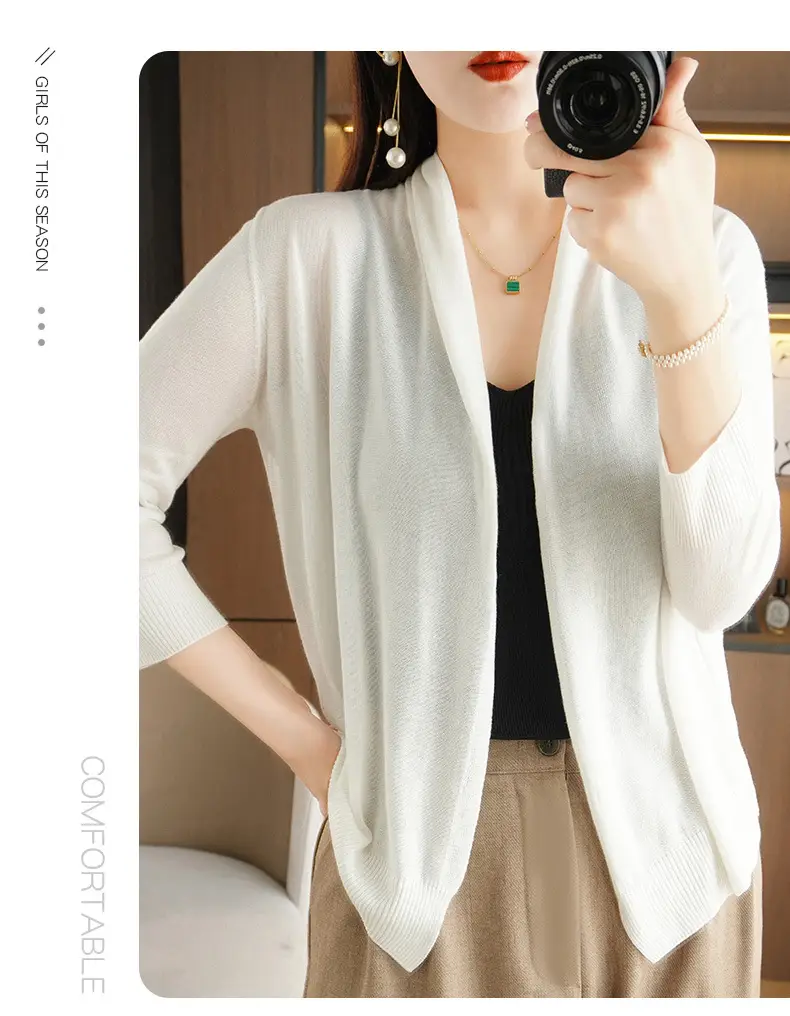Women's Thin Ice Silk Long Sleeve Cardigan — feature 31