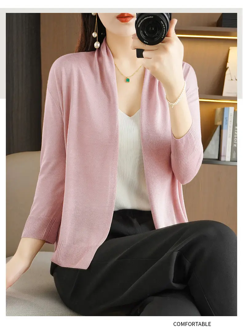 Women's Thin Ice Silk Long Sleeve Cardigan — feature 36
