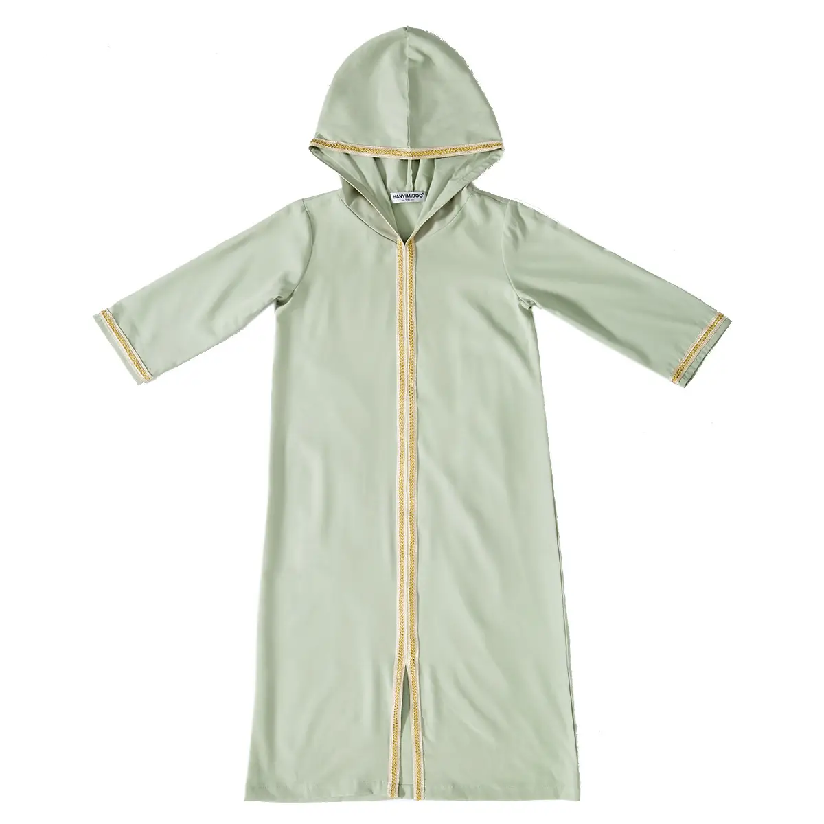 Girls Green Hooded Kurta Set with Belt
