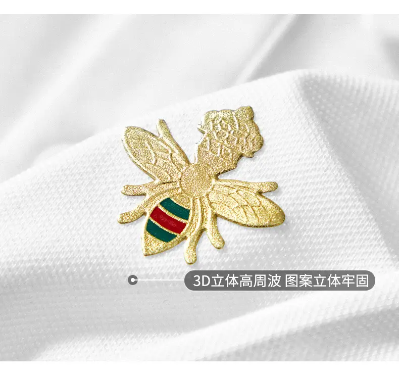 Men's White Polo Shirt with Little Bee Embroidery — feature 16