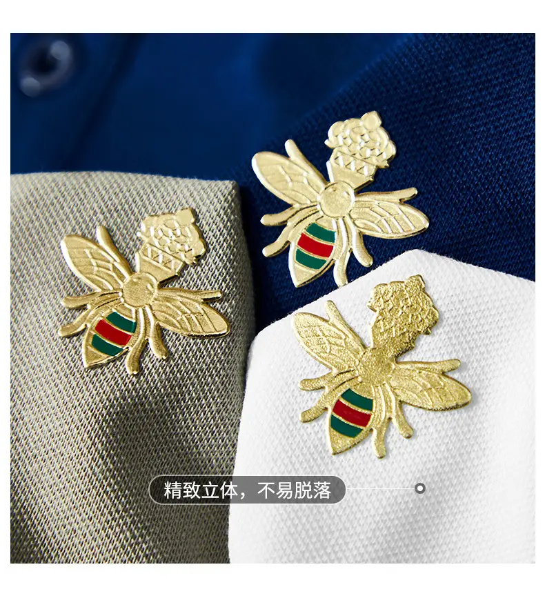 Men's White Polo Shirt with Little Bee Embroidery — feature 7
