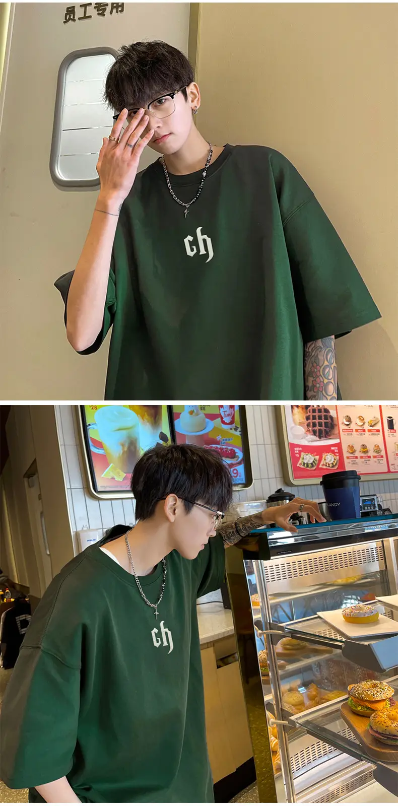Men's Short Sleeve Cotton T-Shirt Grey Heavyweight Summer — feature 10