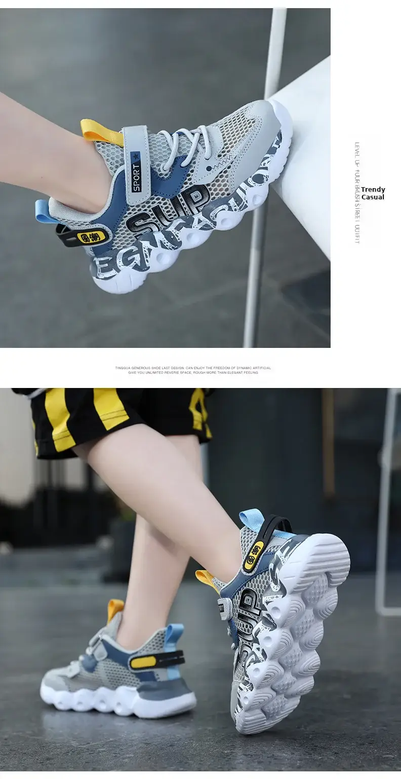 Boys' Mesh Running Shoes Black Green 2025 Summer โ feature 10
