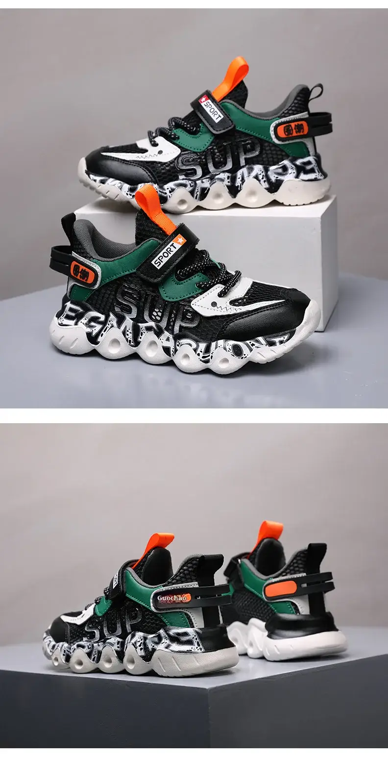 Boys' Mesh Running Shoes Black Green 2025 Summer โ feature 16